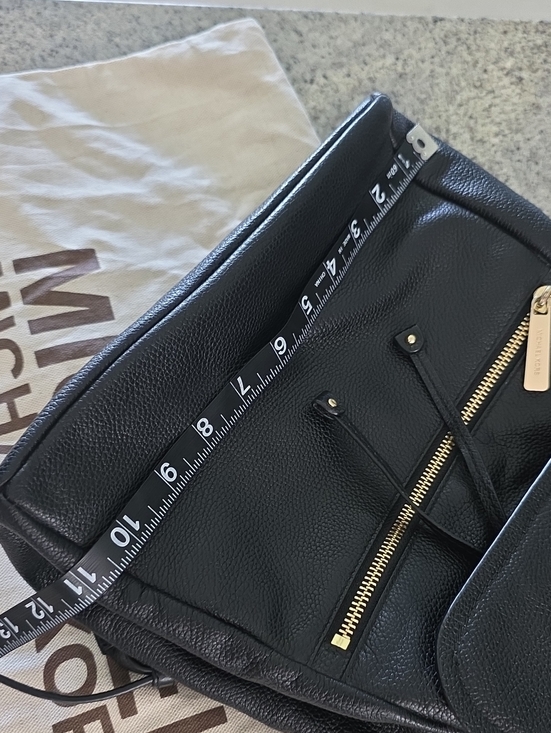Michael Kors Black Pebble Leather Backpack with Gold Hardware